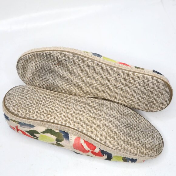 TOMS Alpargata Open Toe Shoes Tangerine Watercolor Floral Canvas Espadrille - Picture 6 of 10